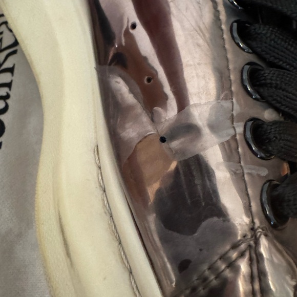 Alexander McQueen Shiny Silver Sneakers with Black Accents - Picture 4 of 8